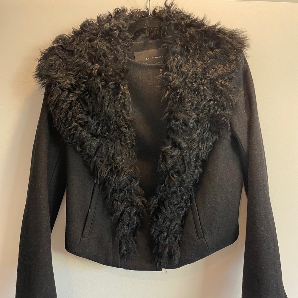 Wool and sheep fur Moto jacket